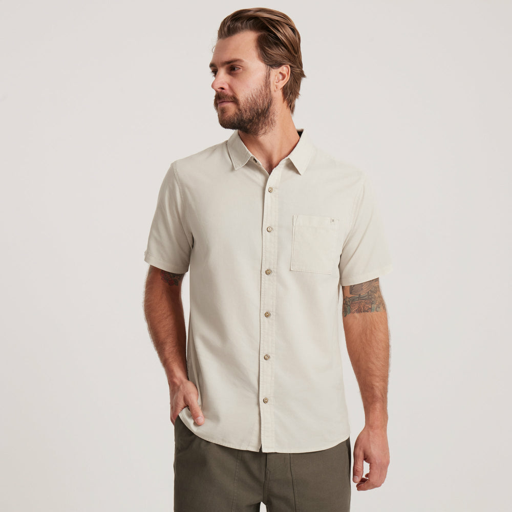 Roark Made To Fade Short Sleeve Button Up Shirt in Washed Bone - Men