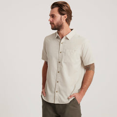 Roark Made To Fade Short Sleeve Button Up Shirt in Washed Bone - Men
