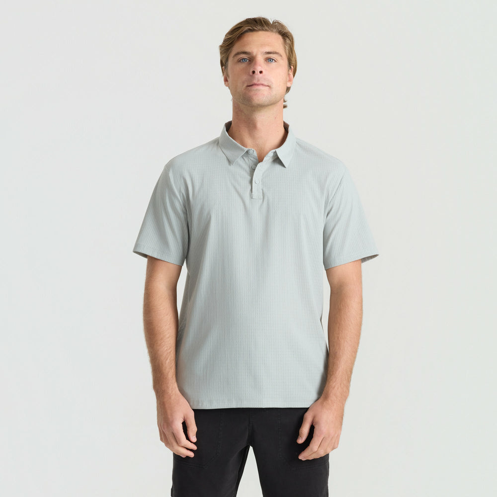 Roark Bless Up Breathable Stretch Polo Shirt in Grey - Men