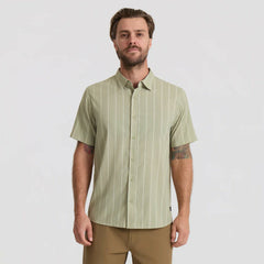 Roark Bless Up Breathable Stretch Shirt in Sage Stripe - Men