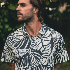 Roark Bless Up Breathable Stretch Shirt in Black Monstera - Men
