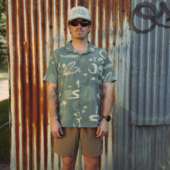 Roark Bless Up Trail Button Up Shirt in Slate Green/Tan - Men|Run / Active