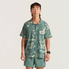 Roark Bless Up Trail Button Up Shirt in Slate Green/Tan - Men|Run / Active