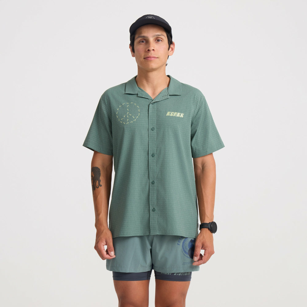 Roark Bless Up Trail Button Up Shirt in Slate Green - Men|Run / Active