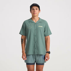 Roark Bless Up Trail Button Up Shirt in Slate Green - Men|Run / Active