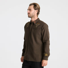 Roark On the Range Long Sleeve Button Up Shirt in Dark Brown - Men