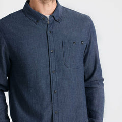 Roark Scholar Chambray Button Up Shirt in Mid Indigo - Men