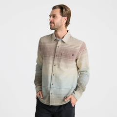 Roark Crossroads Organic Cotton Flannel in Fossil Stripe - Men