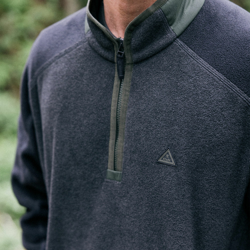 Roark Campover Fleece Mock Hoodie in Onyx - Men