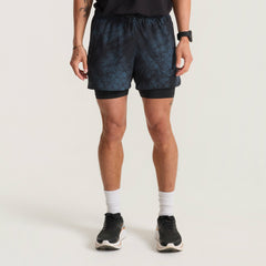 Roark Bommer 3.5" Shorts in Navy Tie Dye - Men|Run / Active