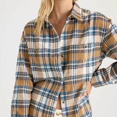 Roark Amberley Light Long Sleeve Flannel in Dark Khaki - Women