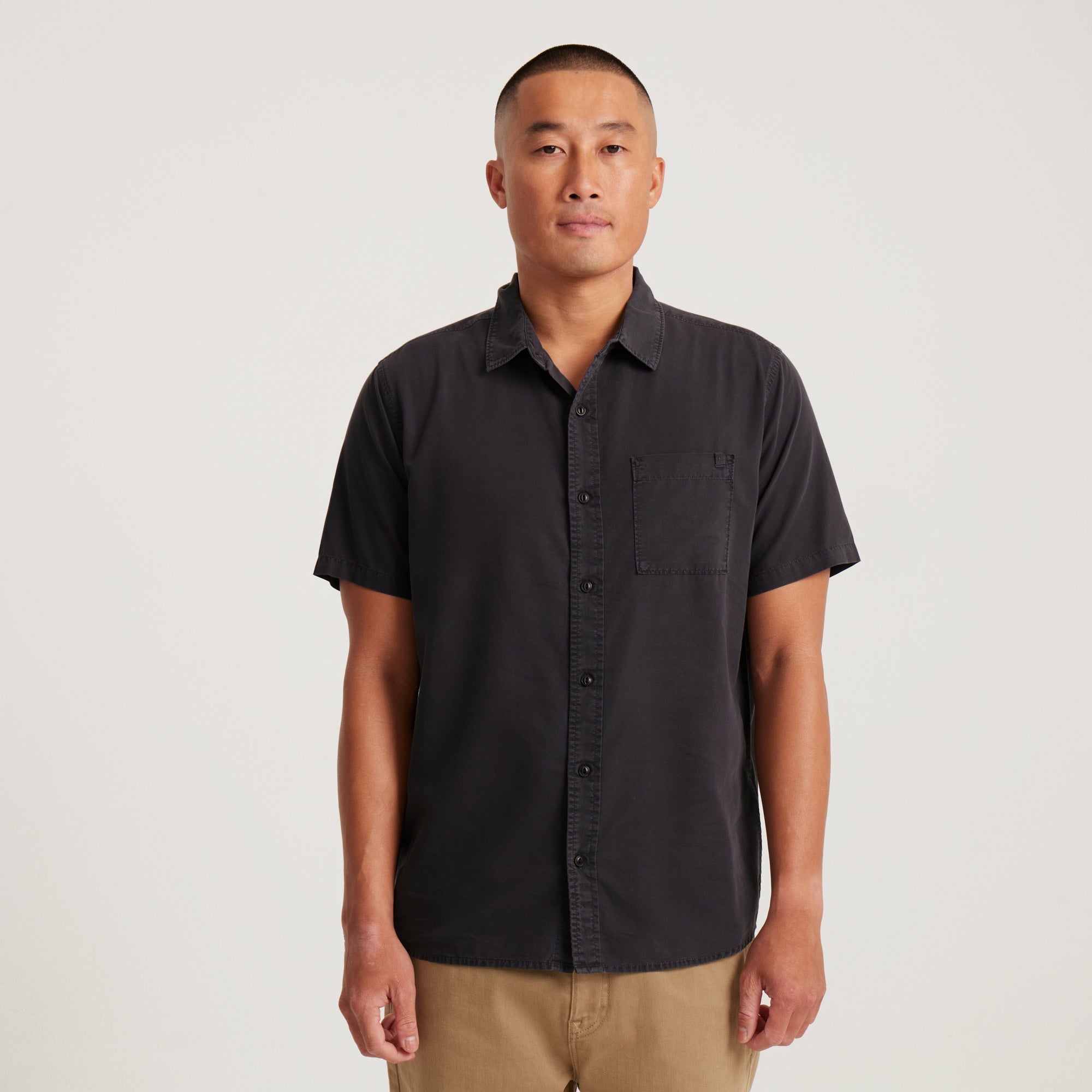 Roark Made To Fade Short Sleeve Button Up Shirt in Washed Charcoal - Men