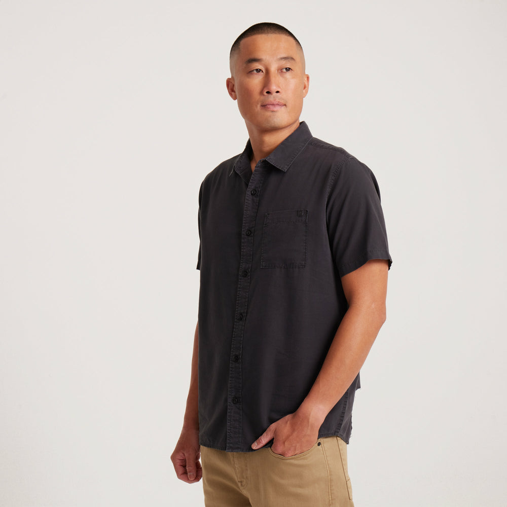 Roark Made To Fade Short Sleeve Button Up Shirt in Washed Charcoal - Men