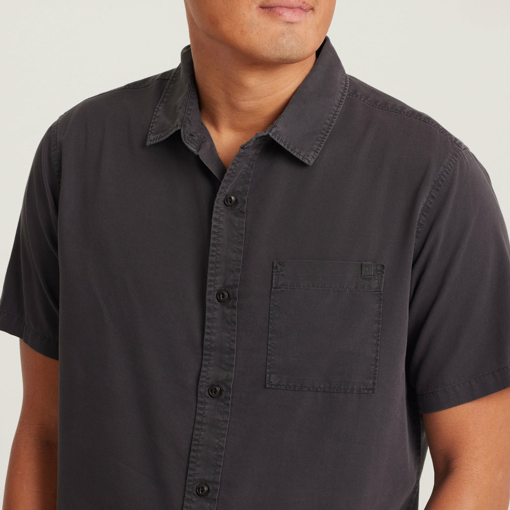 Roark Made To Fade Short Sleeve Button Up Shirt in Washed Charcoal - Men