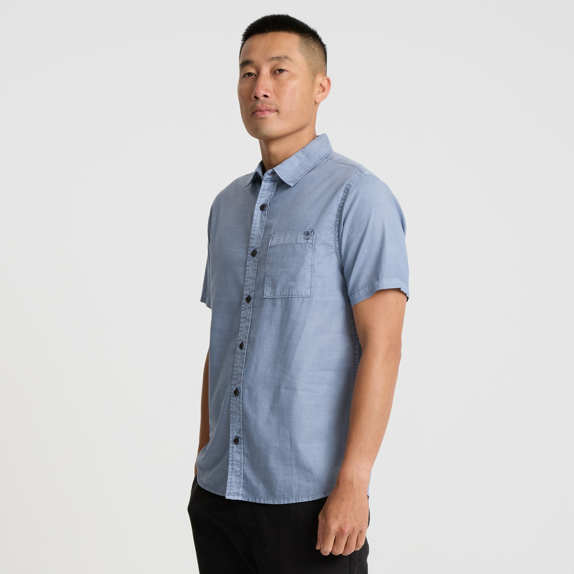 Roark Made To Fade Short Sleeve Button Up Shirt in Washed Slate - Men