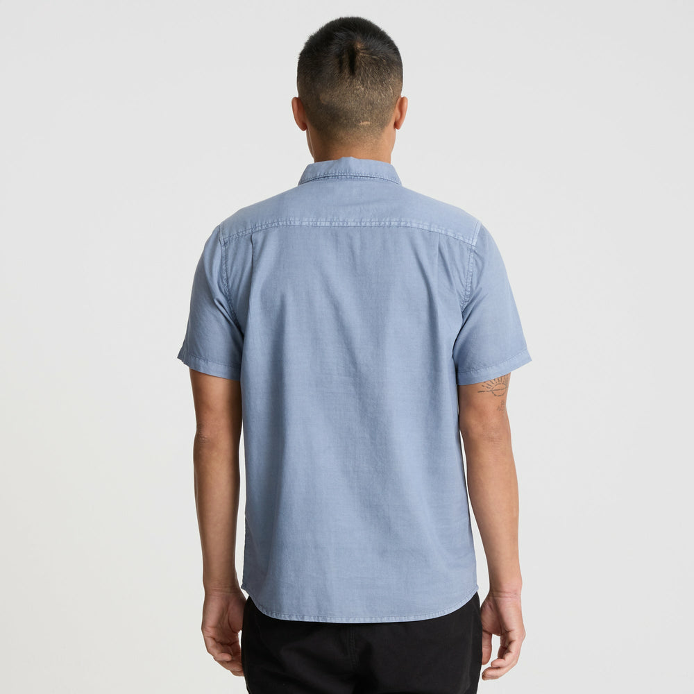 Roark Made To Fade Short Sleeve Button Up Shirt in Washed Slate - Men
