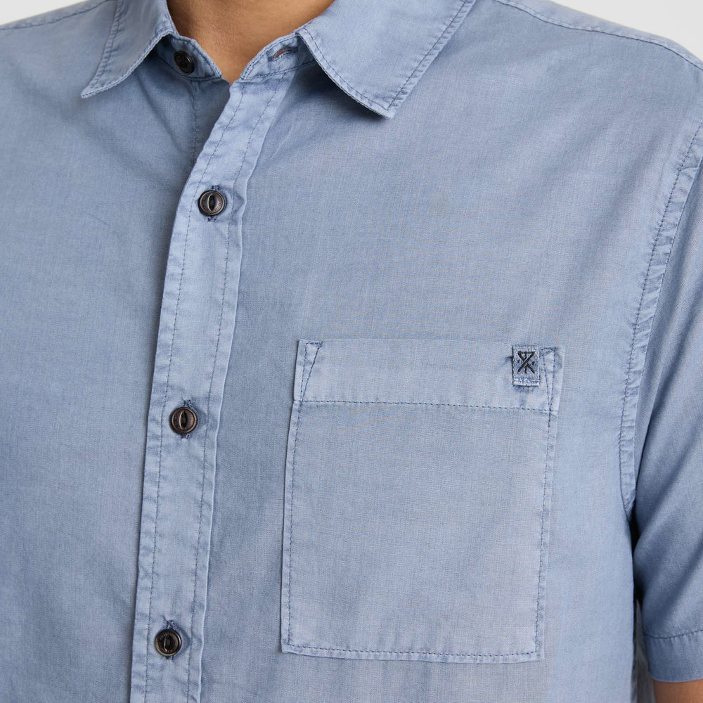 Roark Made To Fade Short Sleeve Button Up Shirt in Washed Slate - Men