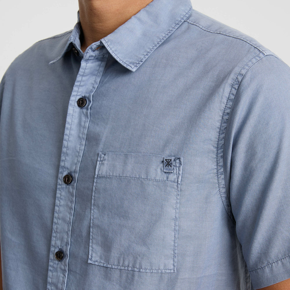 Roark Made To Fade Short Sleeve Button Up Shirt in Washed Slate - Men