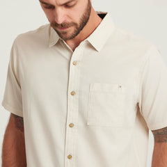 Roark Made To Fade Short Sleeve Button Up Shirt in Washed Bone - Men