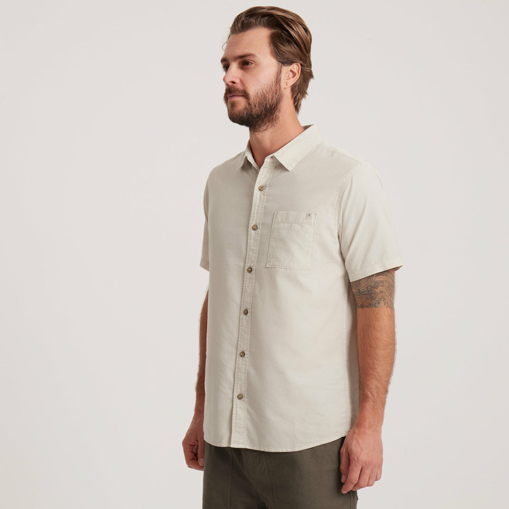 Roark Made To Fade Short Sleeve Button Up Shirt in Washed Bone - Men