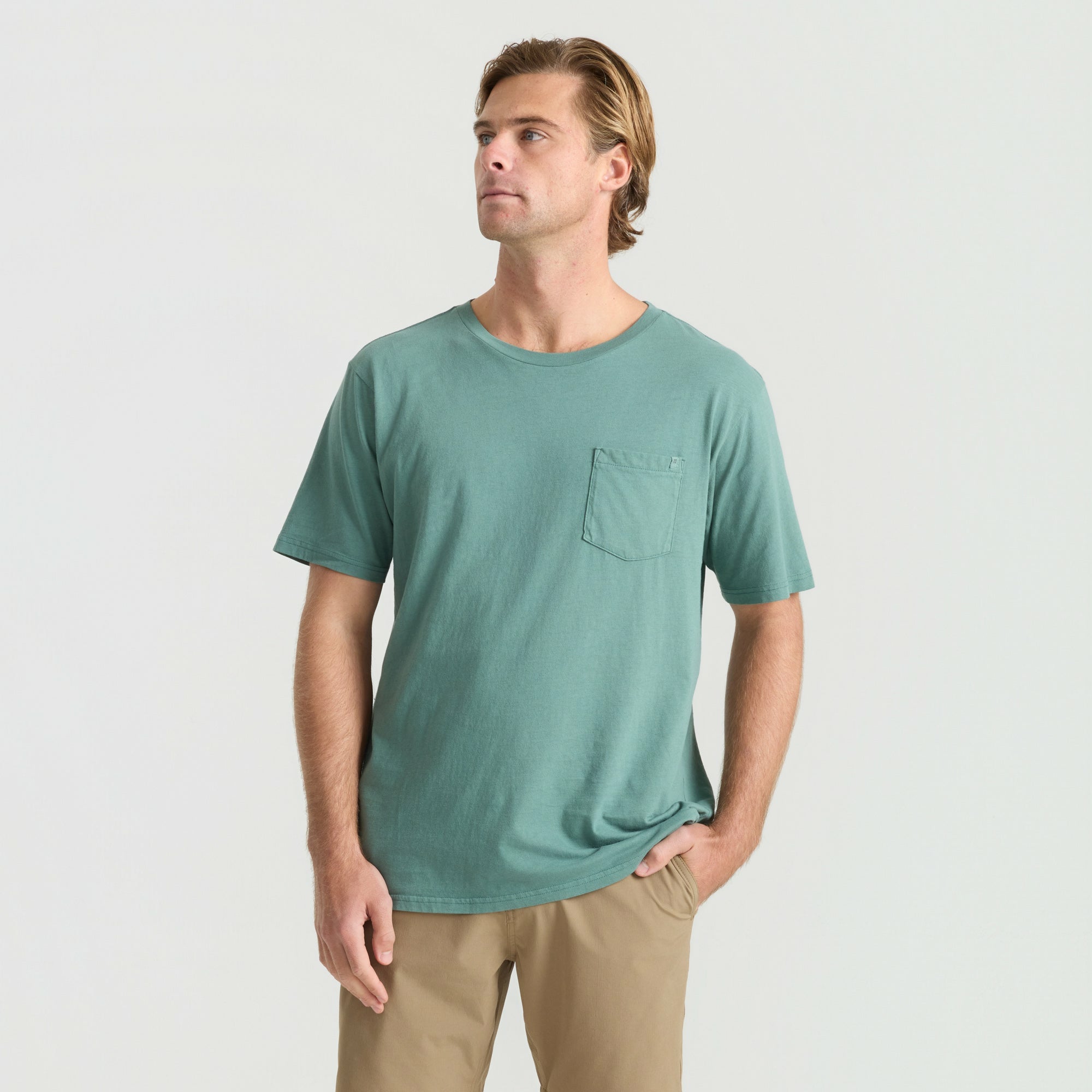 Roark Made To Fade Short Sleeve Tee in Washed Slate Green - Men