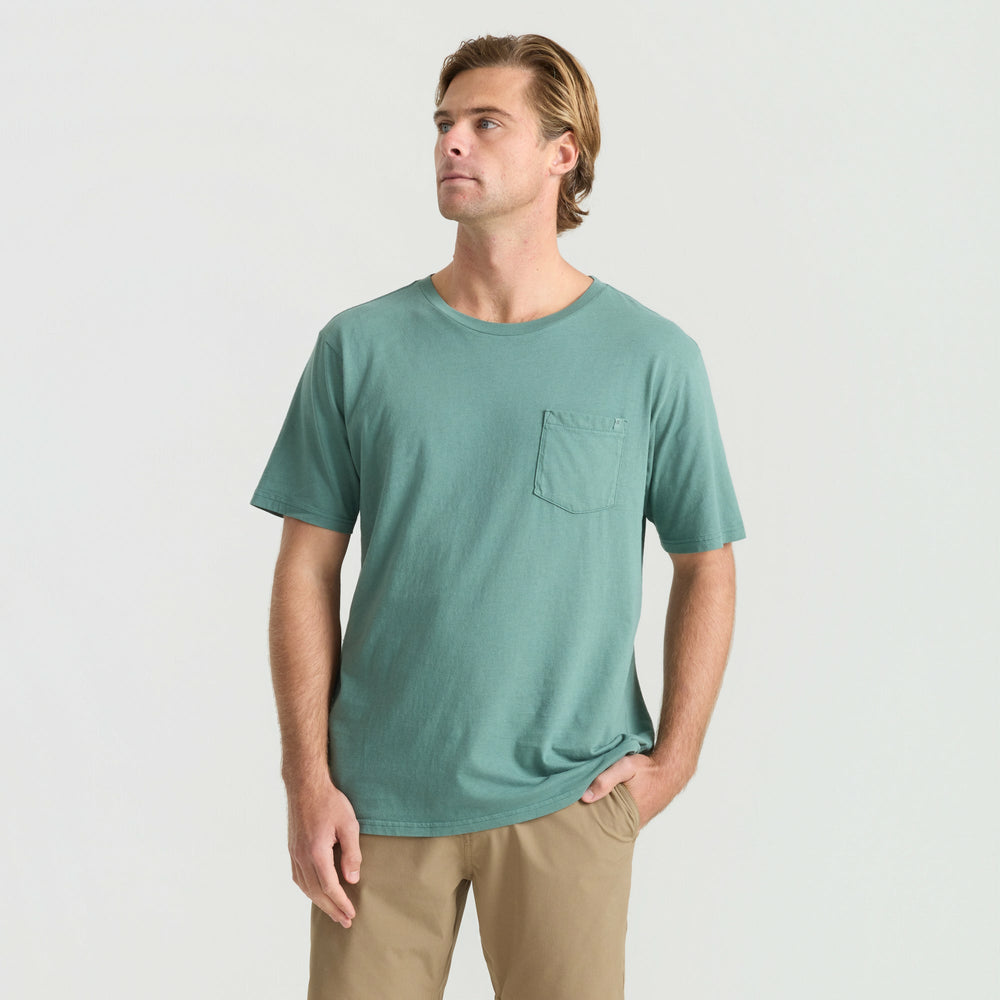 Roark Made To Fade Short Sleeve Tee in Washed Slate Green - Men