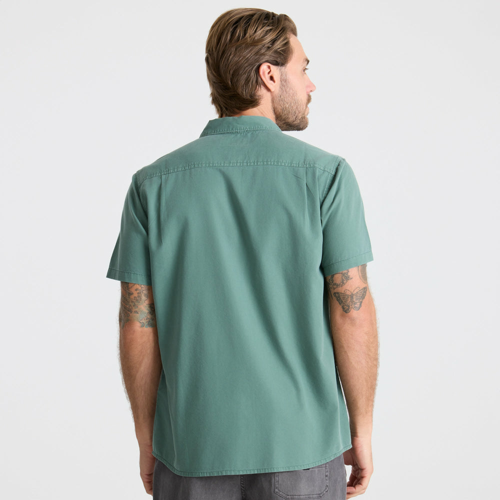 Roark Made To Fade Short Sleeve Button Up Shirt in Washed Slate Green - Men