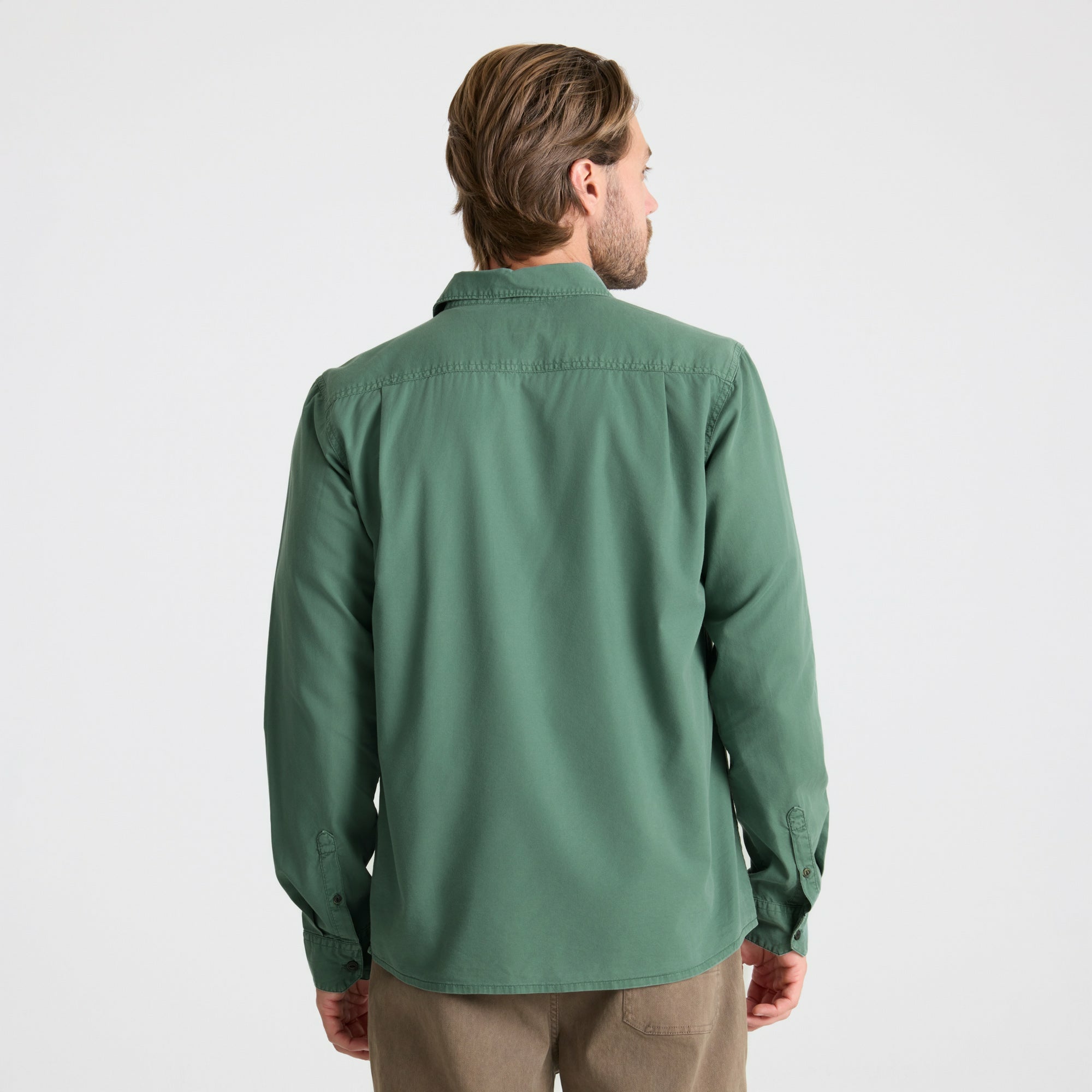 Roark Made To Fade Long Sleeve Button Up Shirt in Washed Slate Green - Men