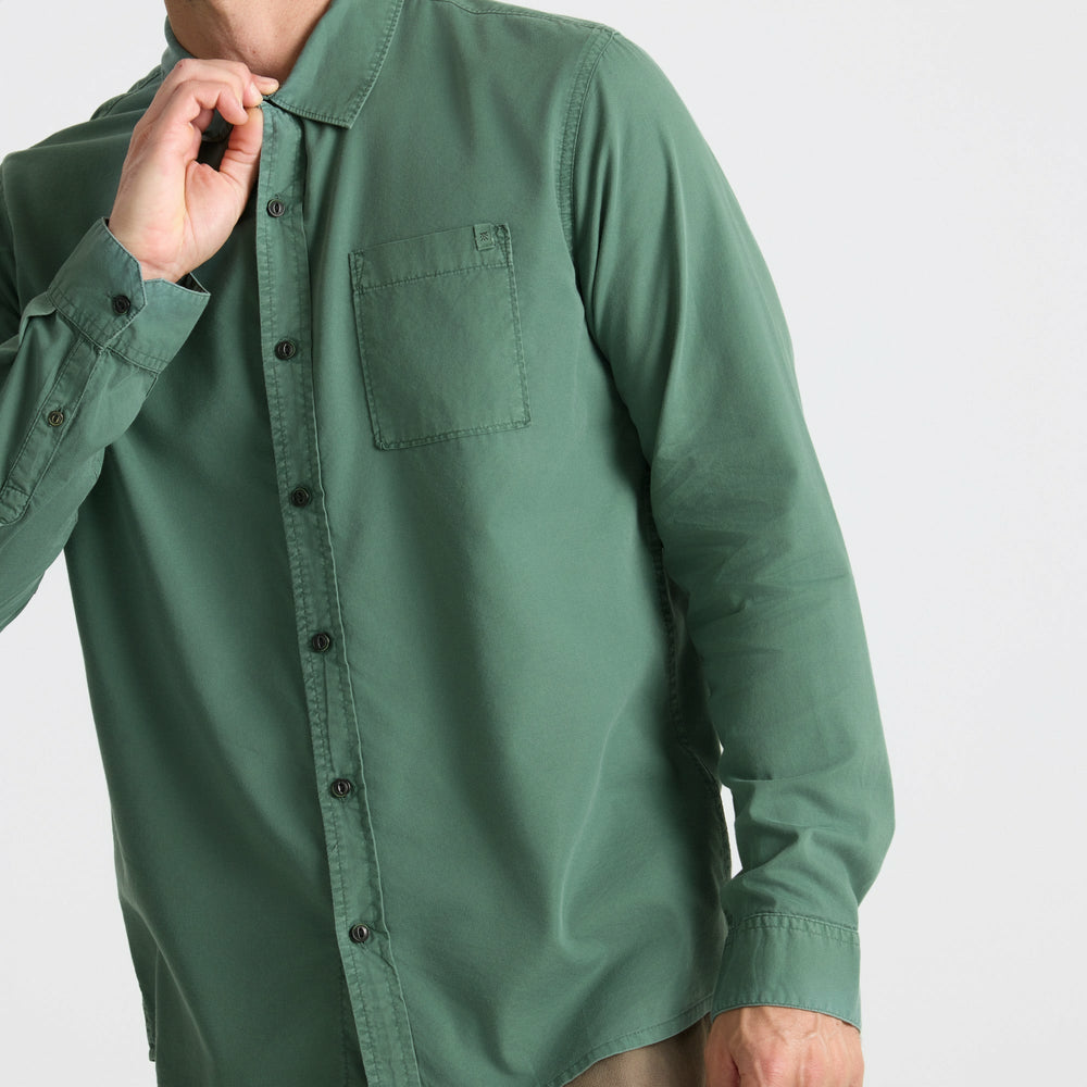 Roark Made To Fade Long Sleeve Button Up Shirt in Washed Slate Green - Men