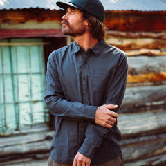 Roark Made To Fade Long Sleeve Button Up Shirt in Washed Charcoal - Men