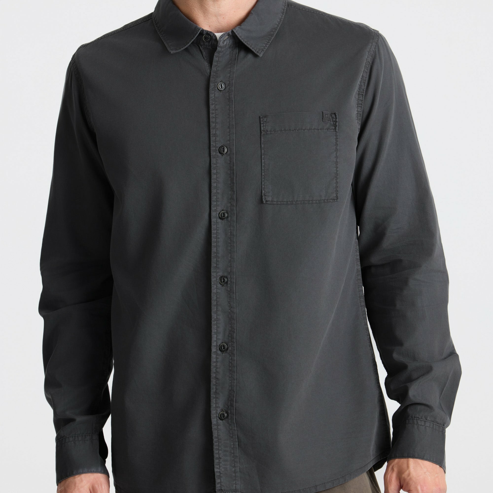 Roark Made To Fade Long Sleeve Button Up Shirt in Washed Charcoal - Men