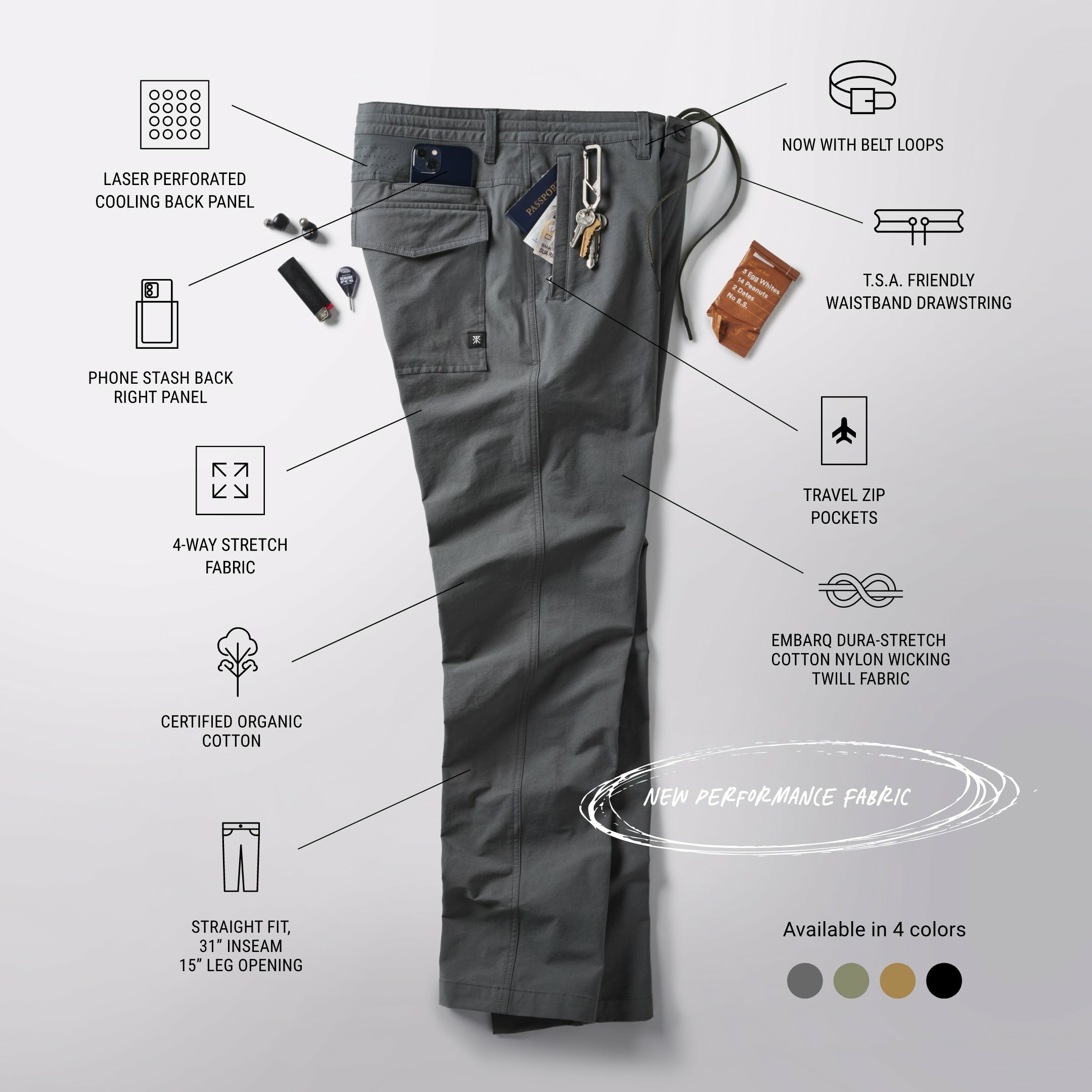 Roark Layover Pro Traveler Pants in Black - Men