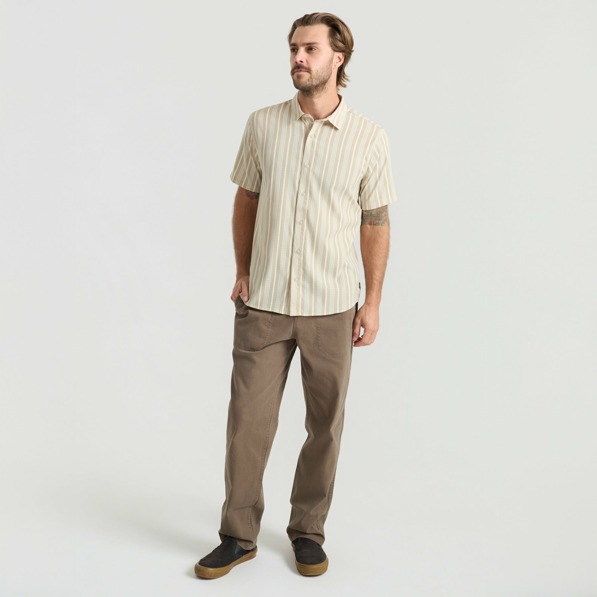 Roark Bless Up Breathable Stretch Shirt in Beige - Men
