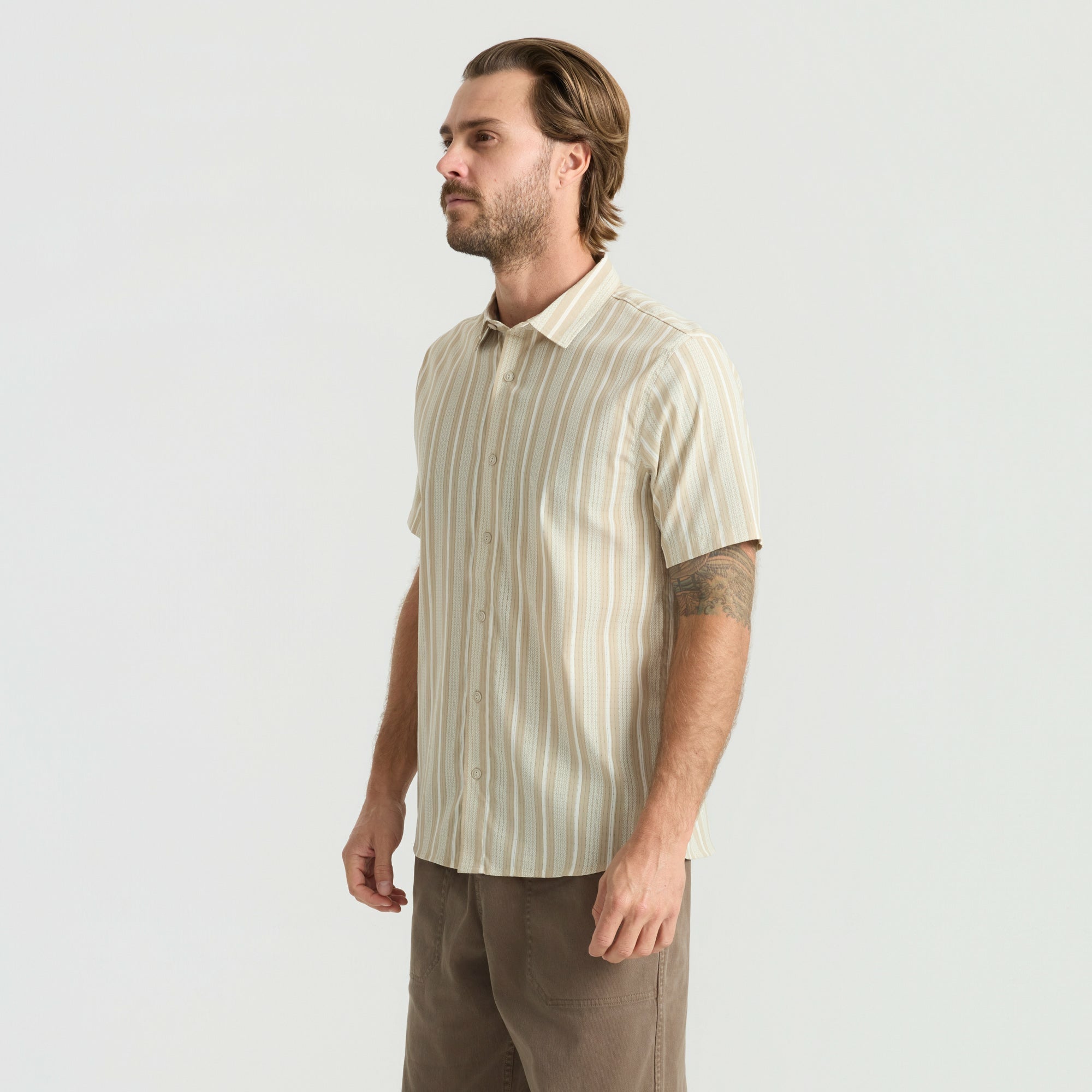 Roark Bless Up Breathable Stretch Shirt in Beige - Men