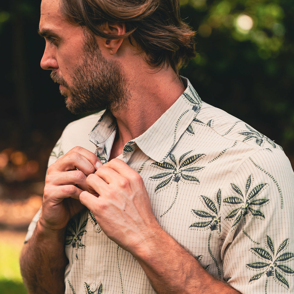Roark Bless Up Breathable Stretch Shirt in Fossil Print - Men