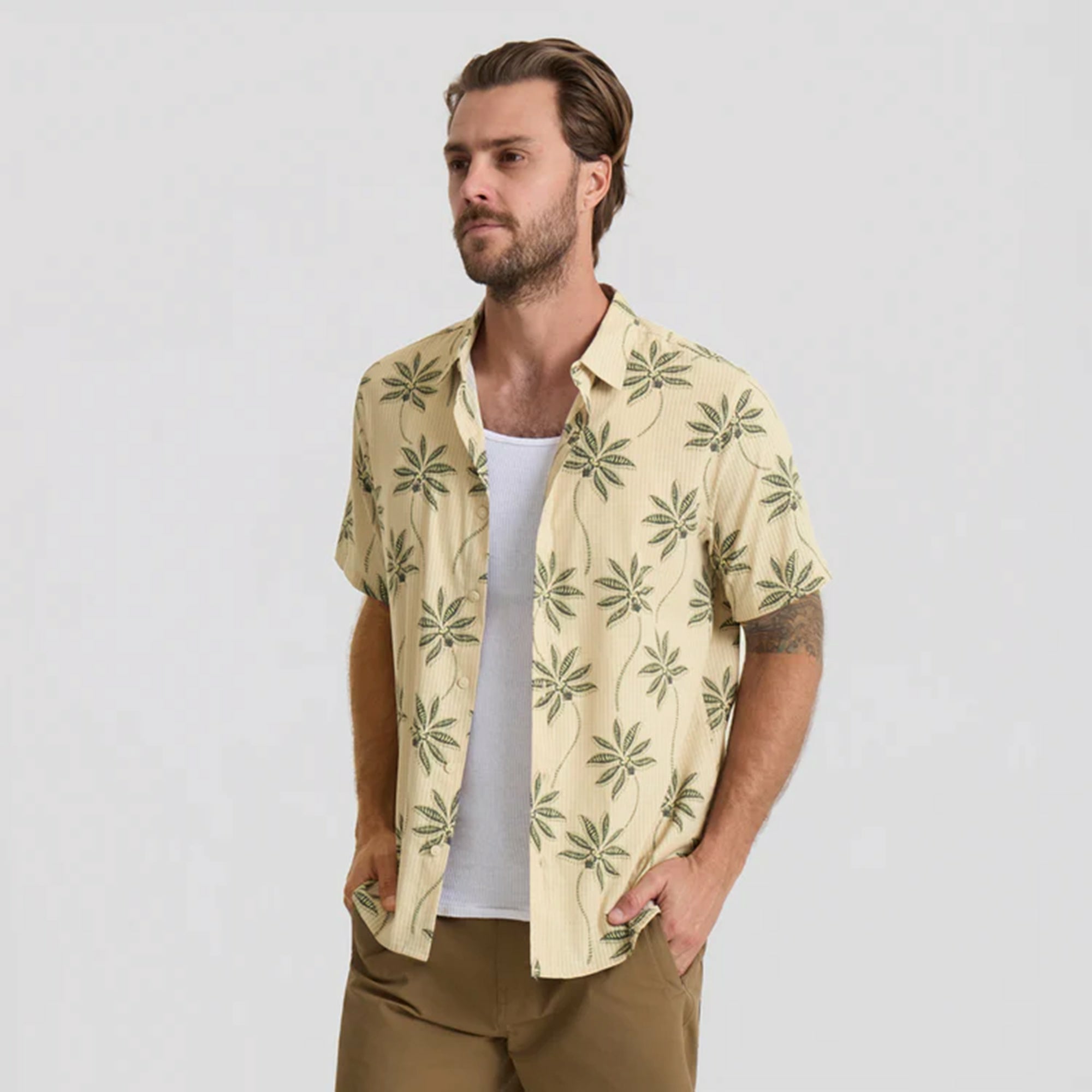 Roark Bless Up Breathable Stretch Shirt in Fossil Print - Men