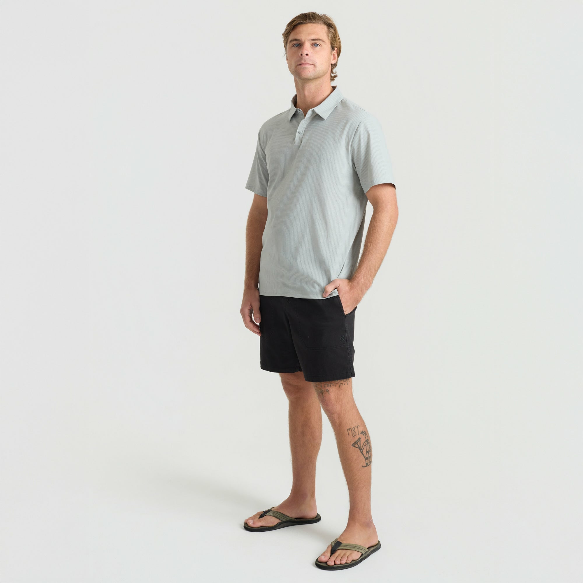 Roark Bless Up Breathable Stretch Polo Shirt in Grey - Men