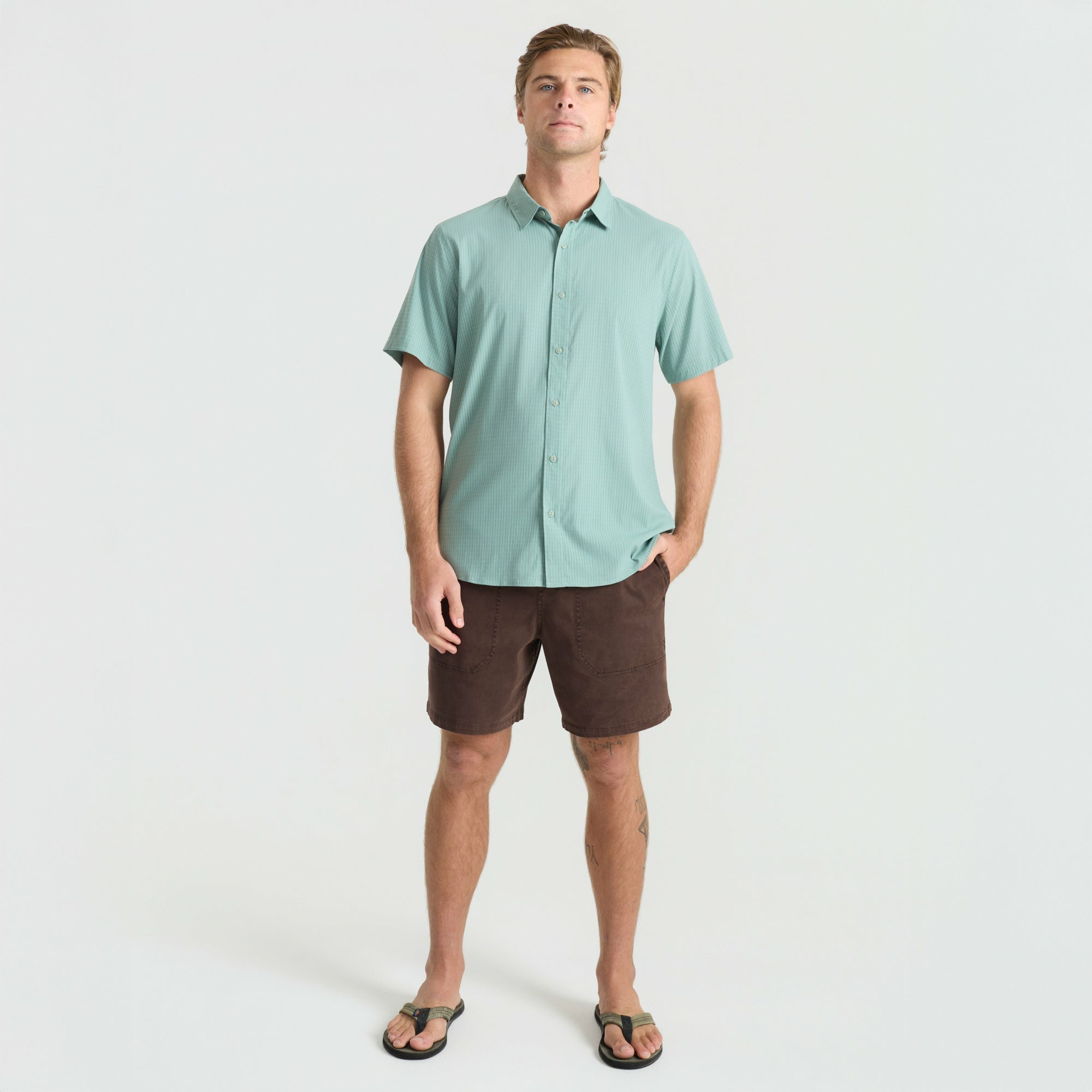 Roark Bless Up Button Up Shirt in Dusty Green - Men