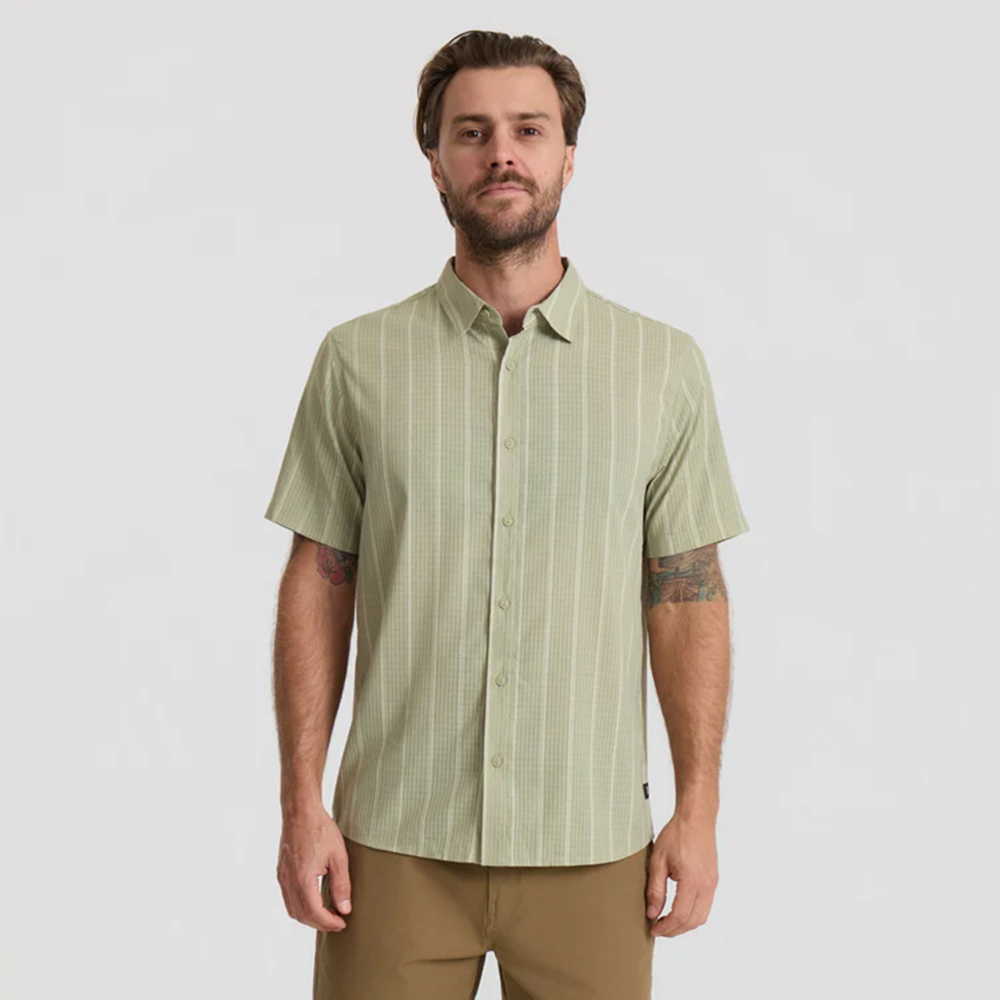 Roark Bless Up Breathable Stretch Shirt in Sage Stripe - Men