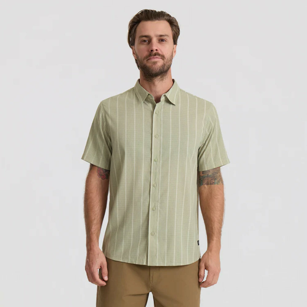 Roark Bless Up Breathable Stretch Shirt in Sage Stripe - Men