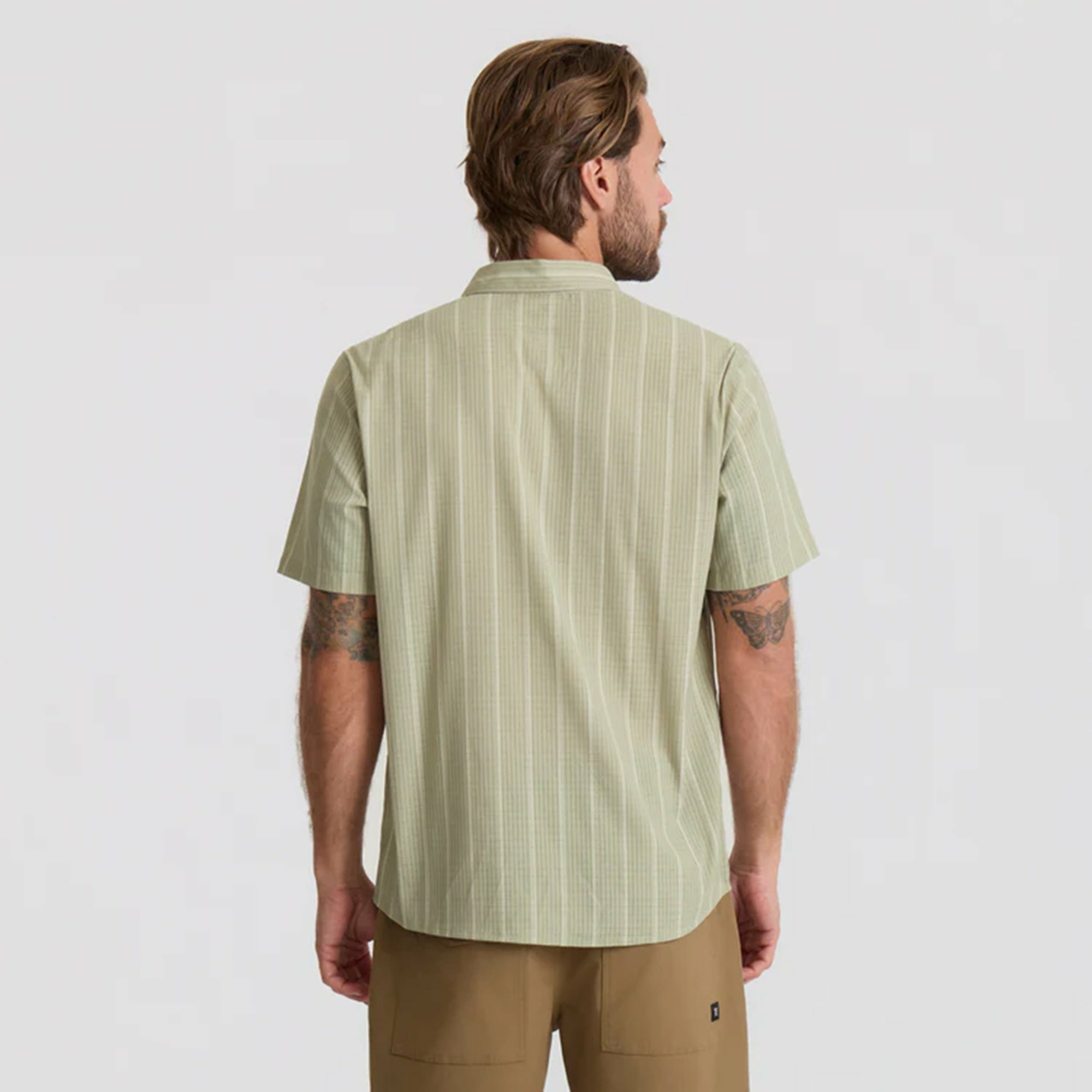 Roark Bless Up Breathable Stretch Shirt in Sage Stripe - Men