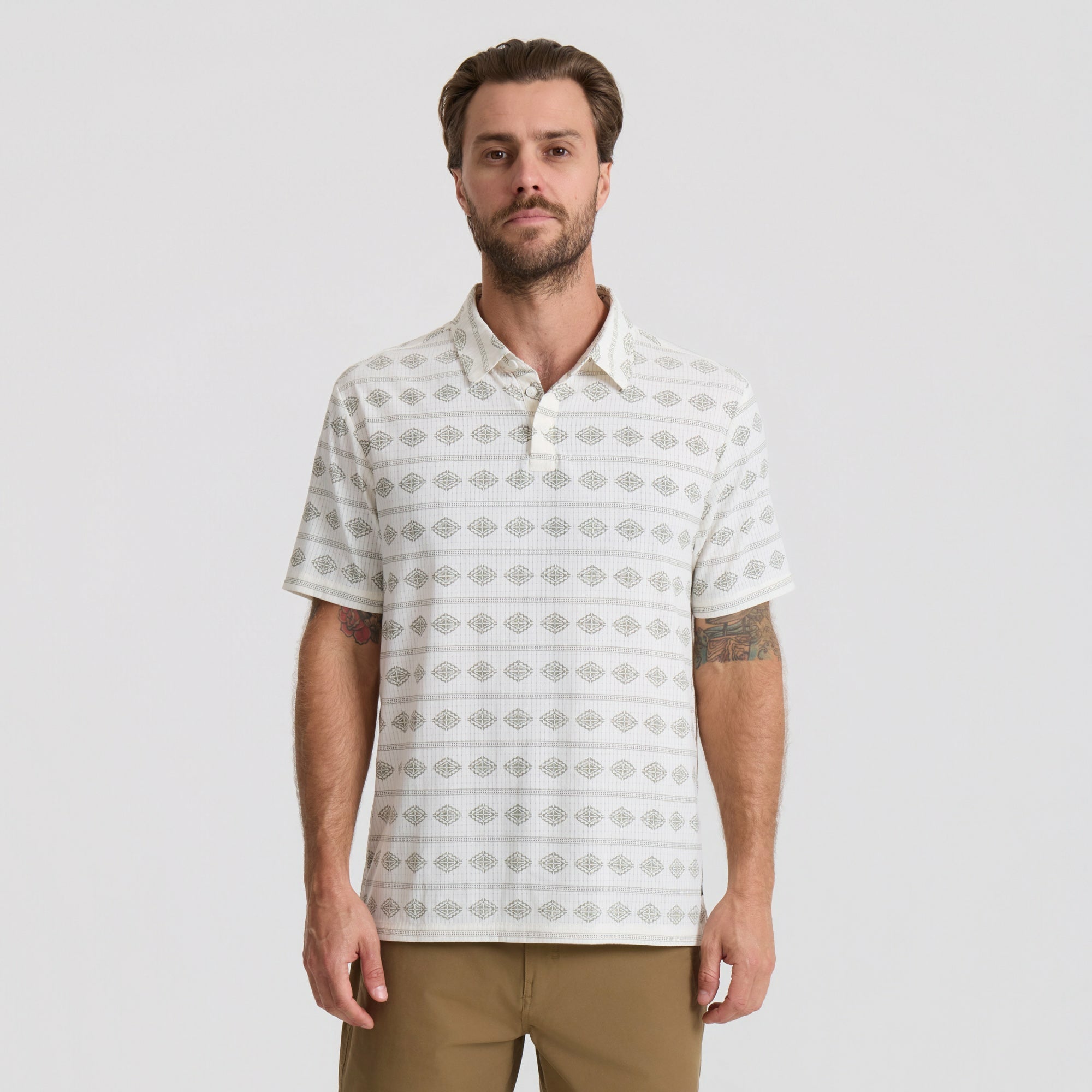 Roark Bless Up Breathable Stretch Polo Shirt in Unbleached - Men