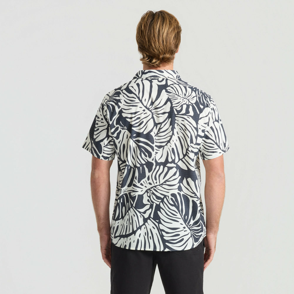 Roark Bless Up Breathable Stretch Shirt in Black Monstera - Men
