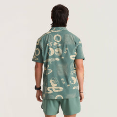 Roark Bless Up Trail Button Up Shirt in Slate Green/Tan - Men|Run / Active