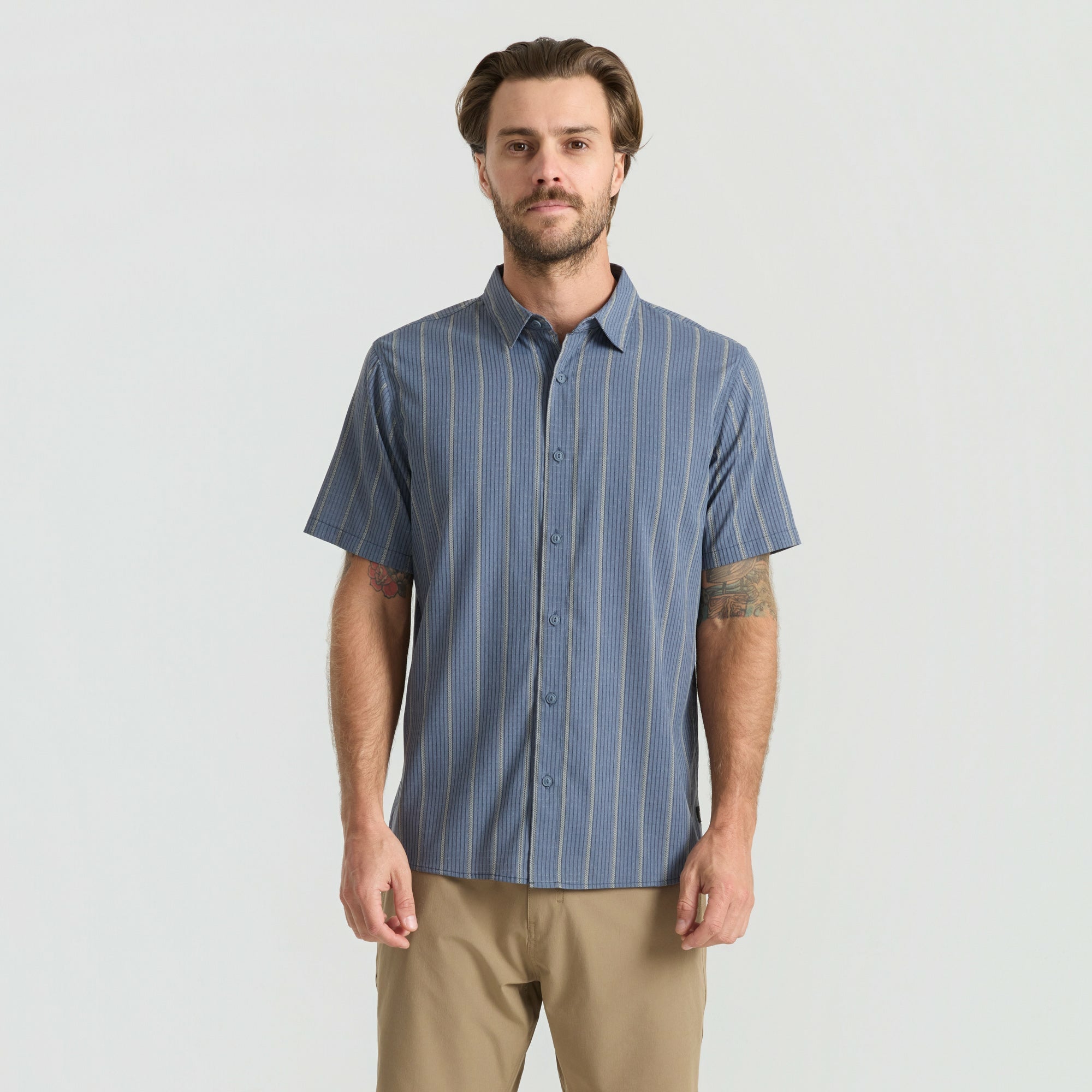 Roark Bless Up Breathable Stretch Shirt in Neptune - Men