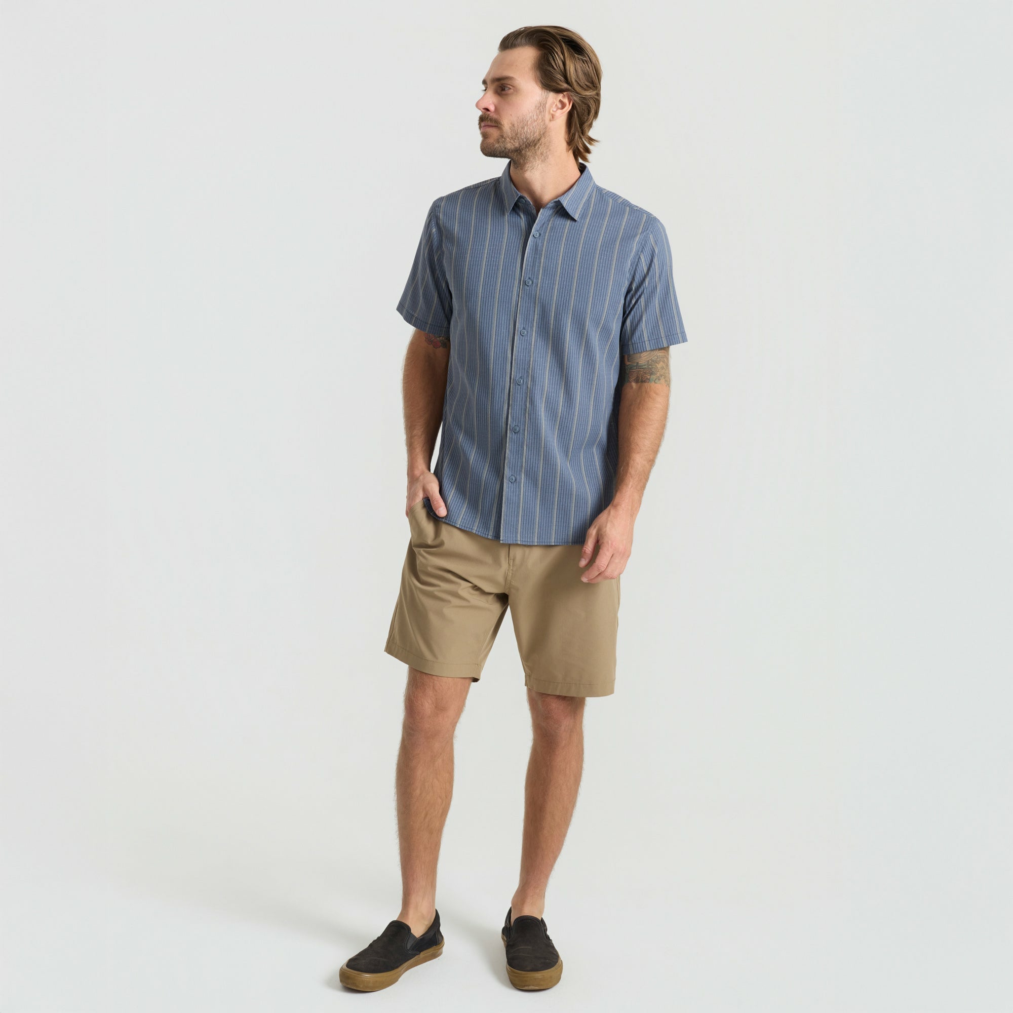 Roark Bless Up Breathable Stretch Shirt in Neptune - Men