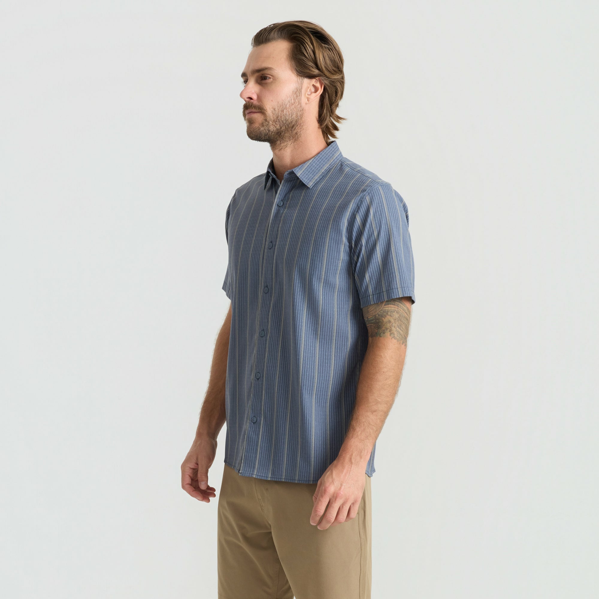 Roark Bless Up Breathable Stretch Shirt in Neptune - Men