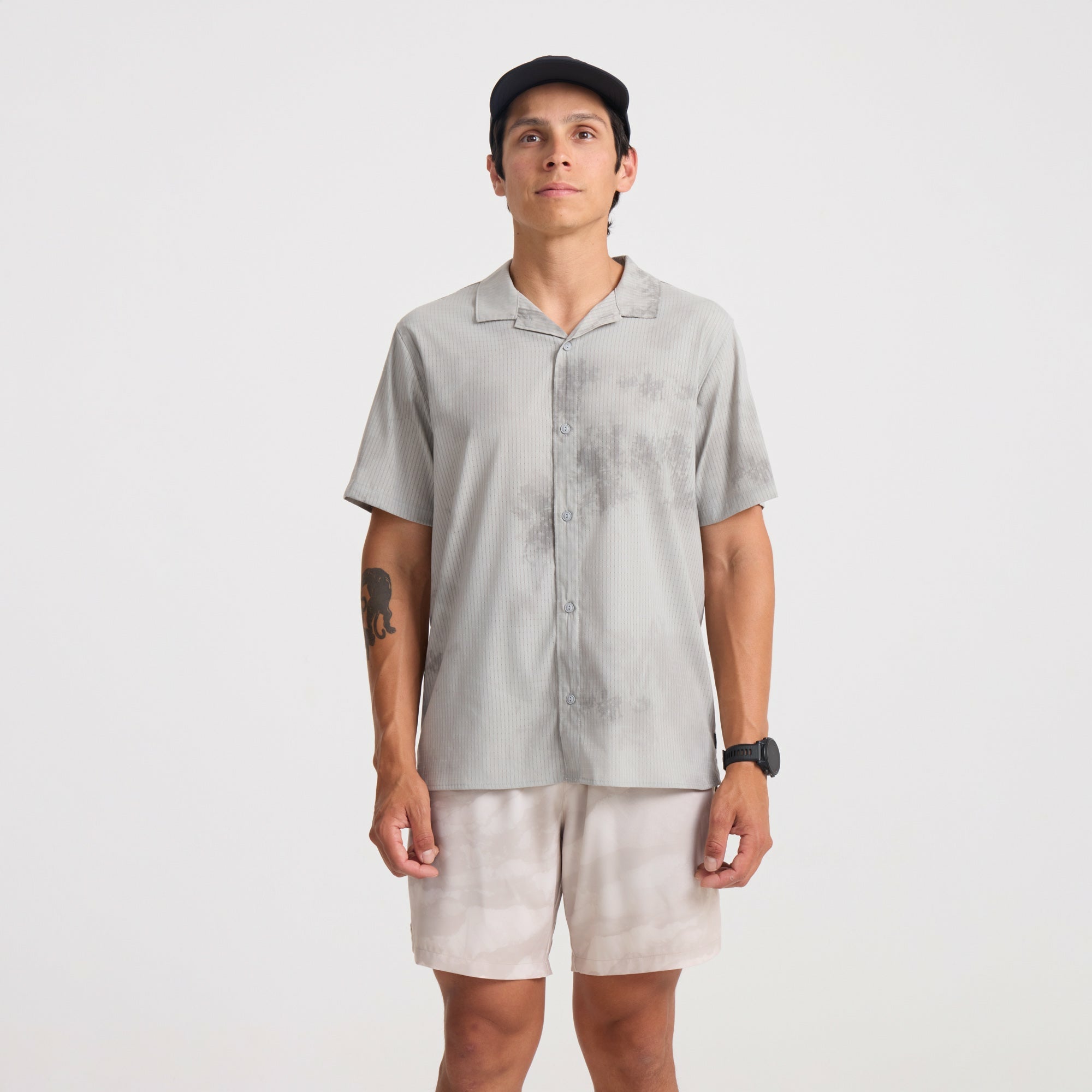 Roark Bless Up Trail Button Up Shirt in Ghost Grey - Men|Run / Active