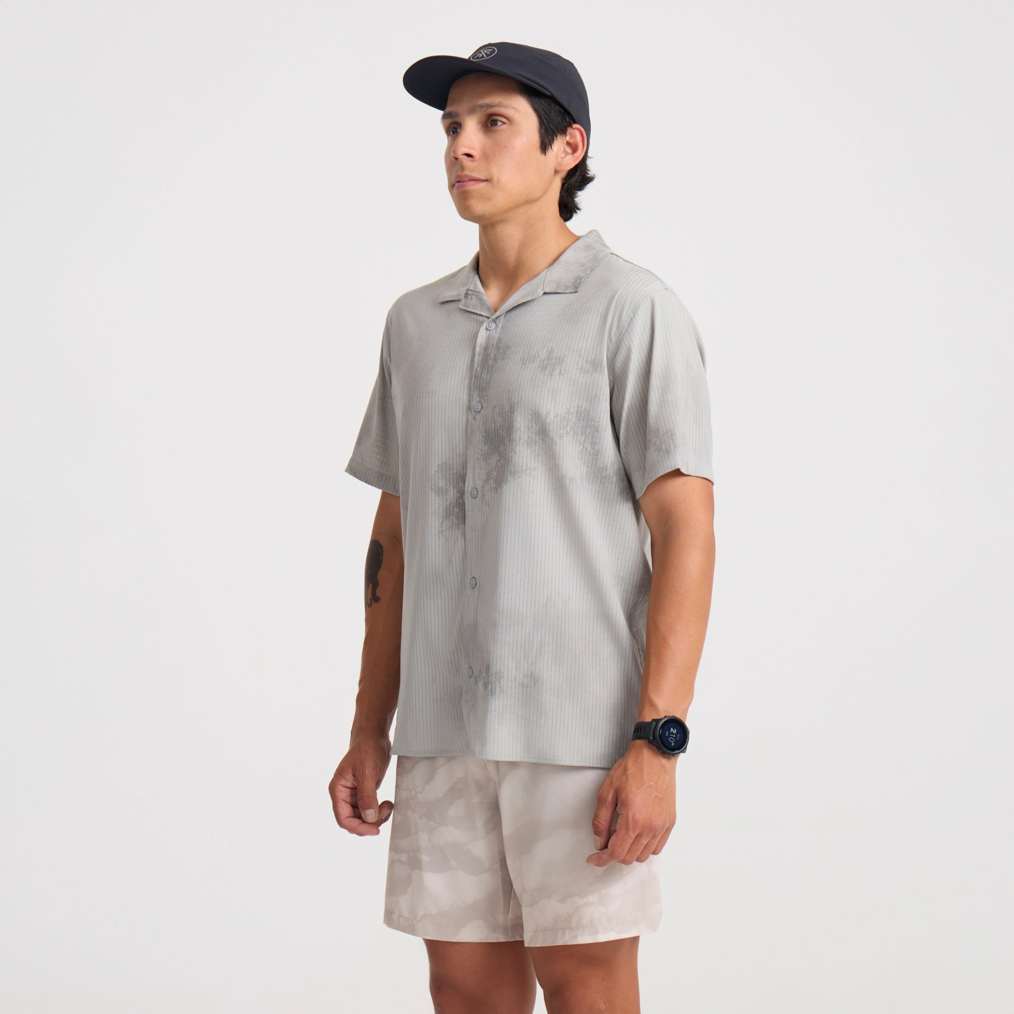 Roark Bless Up Trail Button Up Shirt in Ghost Grey - Men|Run / Active