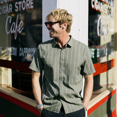 Roark Bless Up Breathable Stretch Shirt in Military Stripes - Men